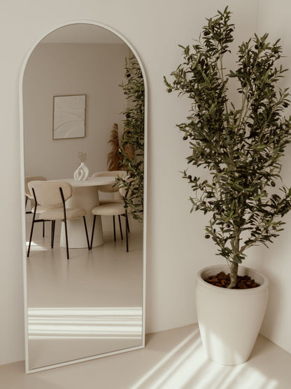 Large Standing Oval Mirror 180x70 White
