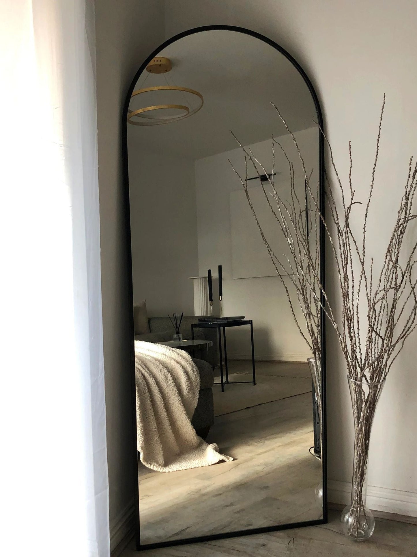 Large Standing Oval Mirror 180x70 Black