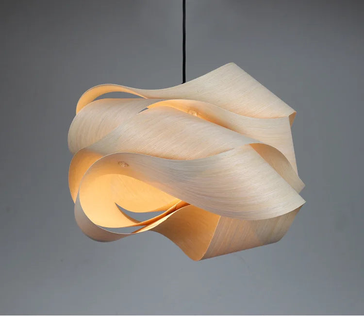 Creative Southeast Asian Wooden Pendant Lamp – Modern Simple LED Chandelier for Bedroom, Restaurant & Hallway Decor