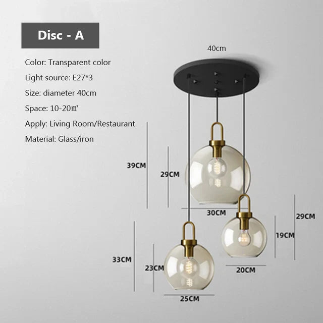 Modern Nordic Glass Pendant Light – Industrial Loft Hanging Lamp Fixture for Kitchen, Restaurant & Home Decor