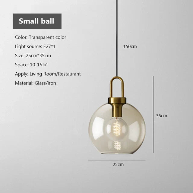 Modern Nordic Glass Pendant Light – Industrial Loft Hanging Lamp Fixture for Kitchen, Restaurant & Home Decor