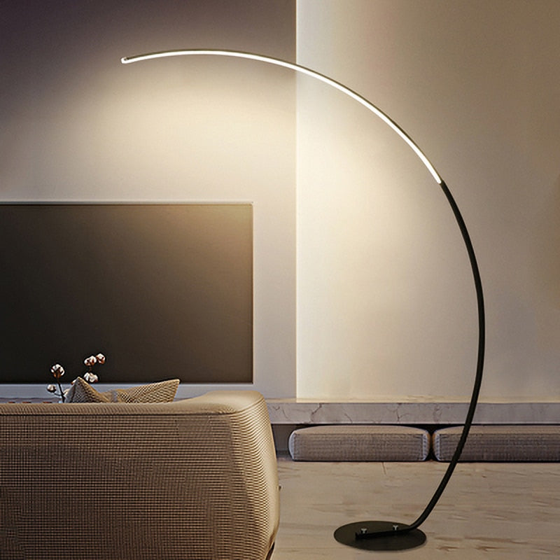 Nordic LED RGB Corner Floor Lamp with App Control for Living Room Decor — White Body / Warm Light 3000k 3