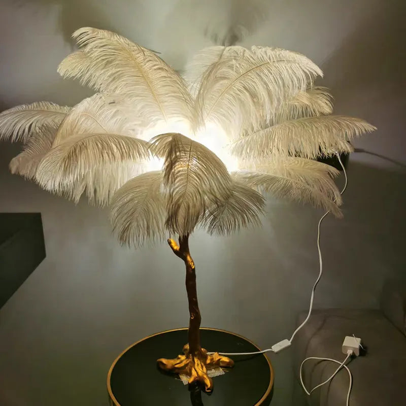 Ostrictch Feather Floor Lamp — White / H80cm 25 feathers 4
