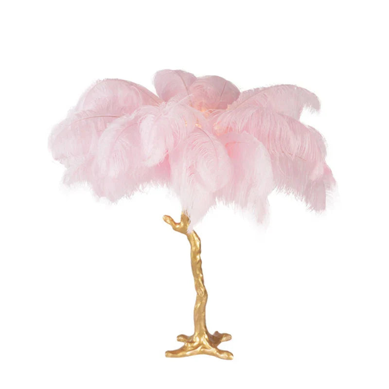 Nordic Ostrich Feather LED Floor Lamp – Modern Luxury Standing Light for Living Room & Bedroom Decor — White / H60cm 28 feathers 8