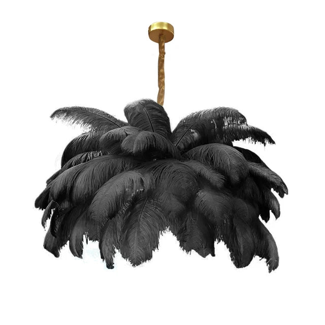 Modern Nordic Feather Pendant Chandelier Light for Living Room, Bedroom & Home Decor — white / D80cm 32 feathers / Hanging chain | Warm light 7
