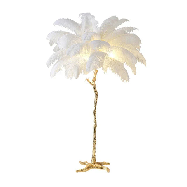 Ostrictch Feather Floor Lamp — White / H80cm 25 feathers 5