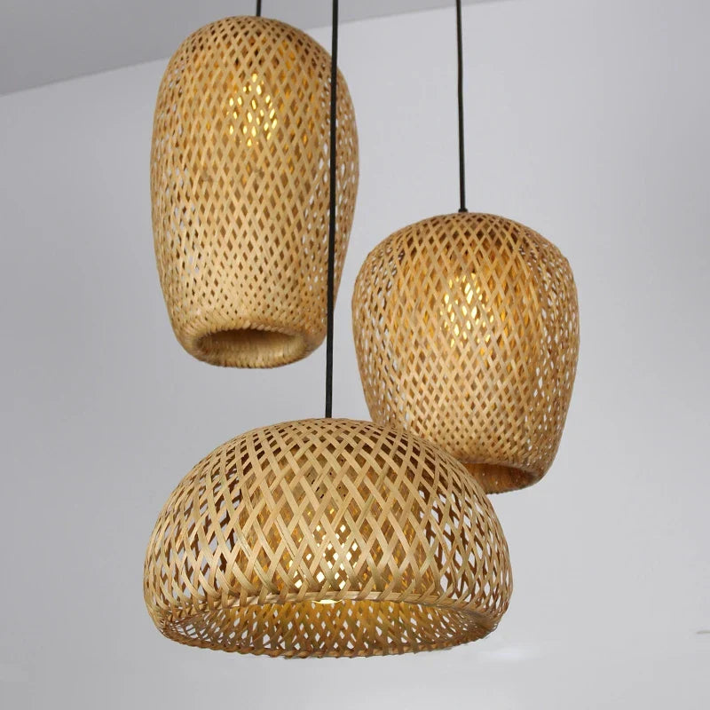 Rattan Pendant Light for Living Room — Black Base 5