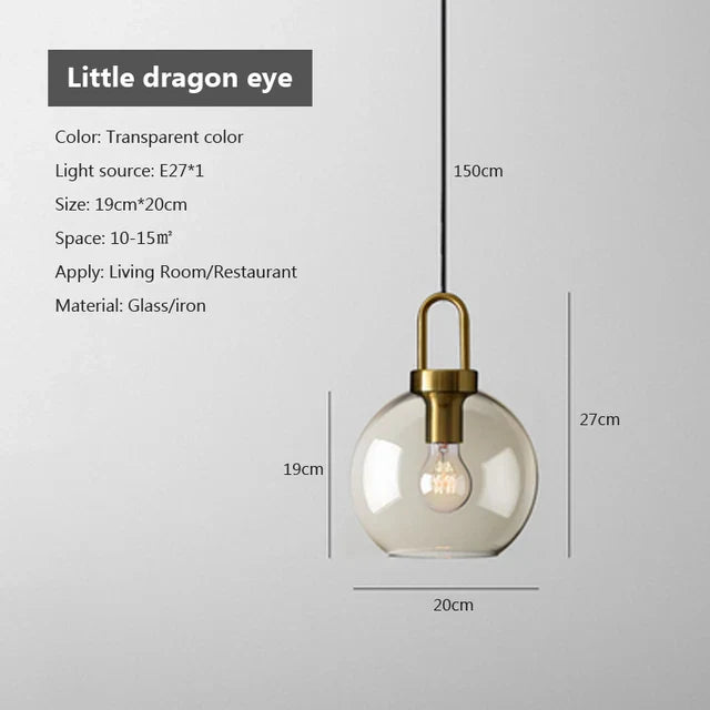 Modern Nordic Glass Pendant Light – Industrial Loft Hanging Lamp Fixture for Kitchen, Restaurant & Home Decor — STYLE: Little Dragon Eye 7