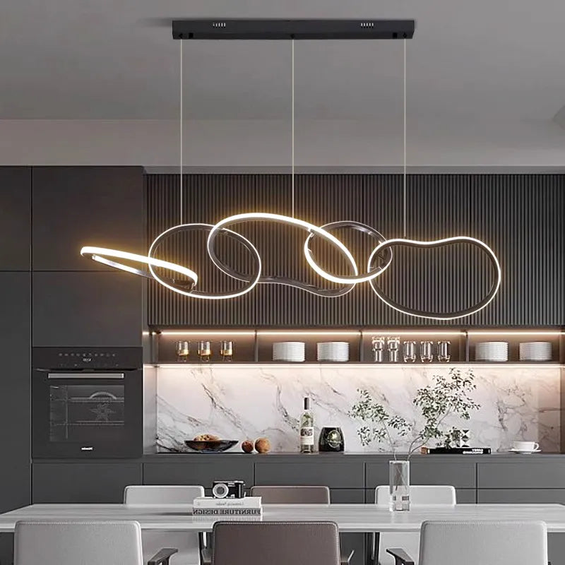 Modern Pendant Lighting — Black / Length 120cm / 71-80W | Warm White 4