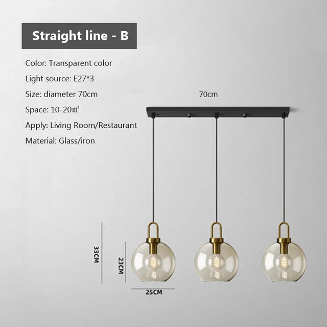 Modern Nordic Glass Pendant Light – Industrial Loft Hanging Lamp Fixture for Kitchen, Restaurant & Home Decor