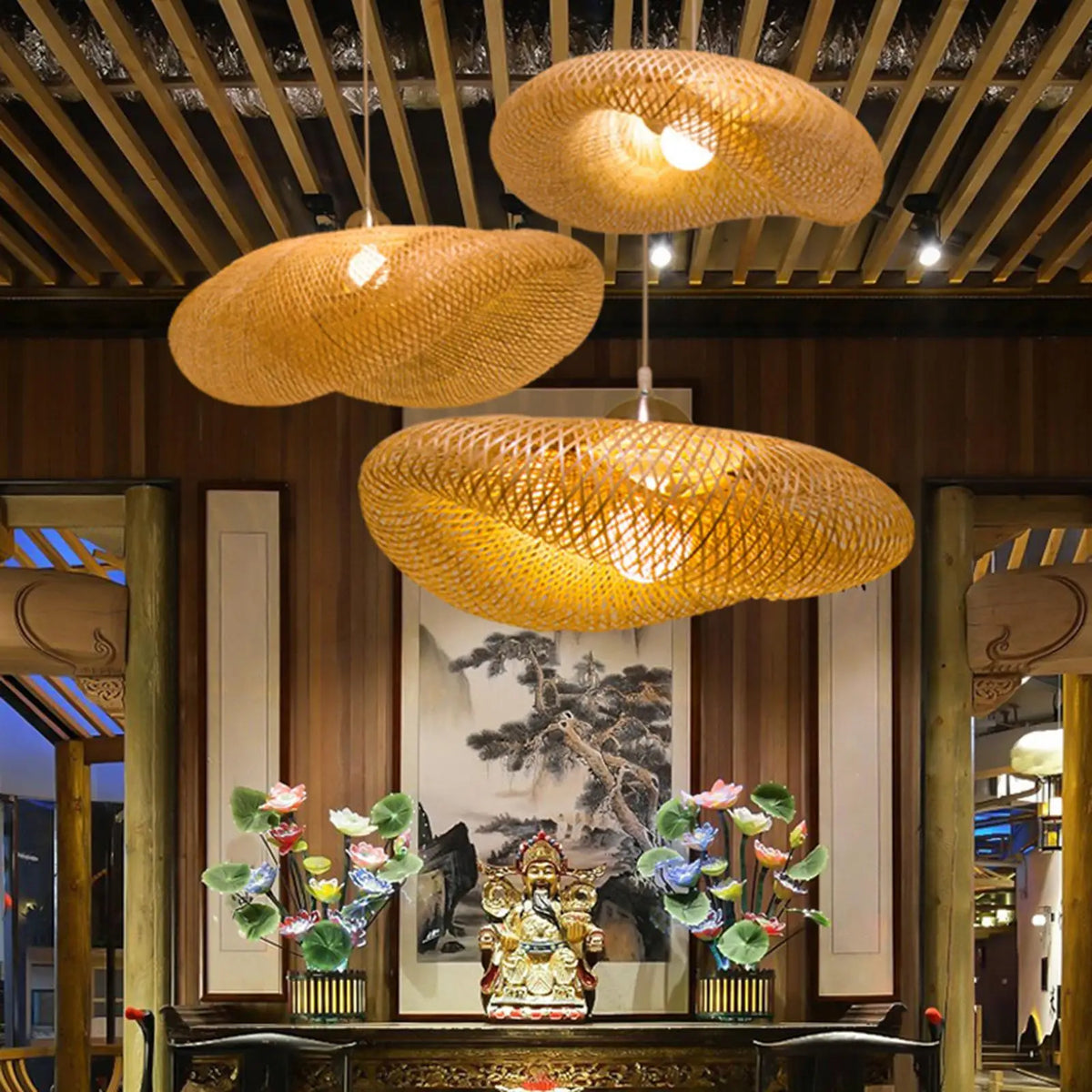 Nordic Wabi-Sabi Pendant Light – Modern LED Chandelier for Dining Room, Living Room & Bedroom Decor — Dia 40cm 2