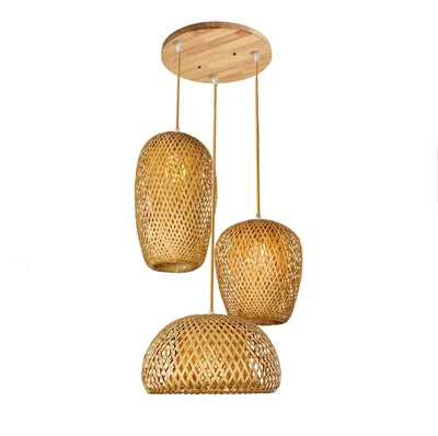 Rattan Pendant Light for Living Room — Black Base 8