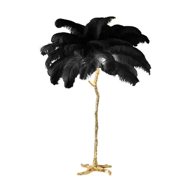Ostrictch Feather Floor Lamp — White / H80cm 25 feathers 6