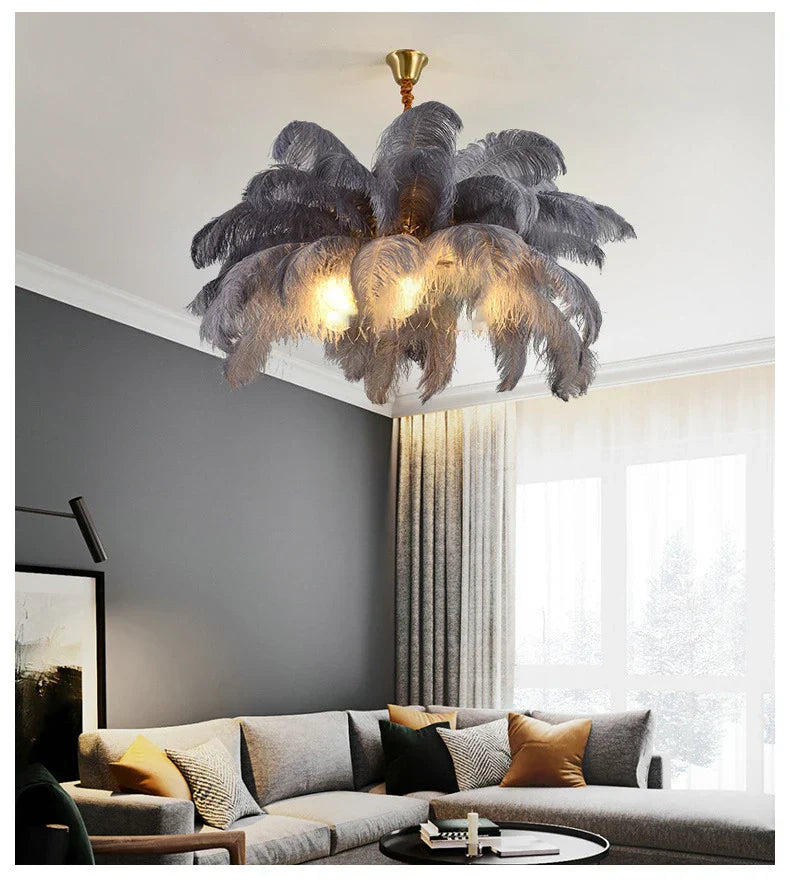Modern Nordic Feather Pendant Chandelier Light for Living Room, Bedroom & Home Decor