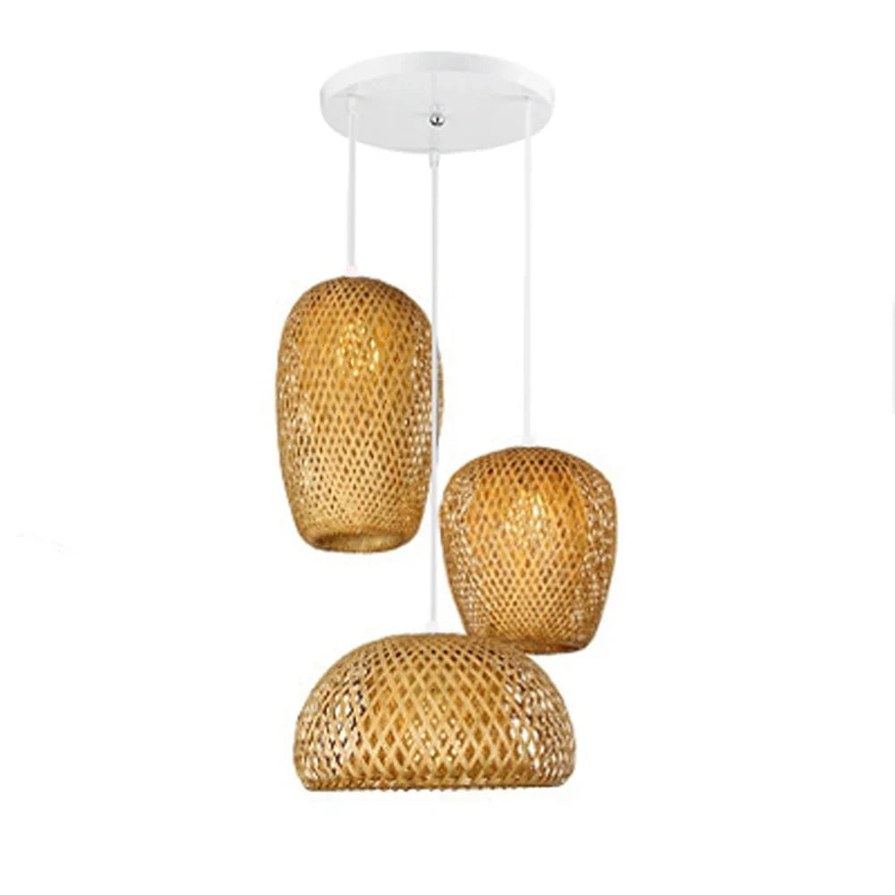 Rattan Pendant Light for Living Room — Black Base 7