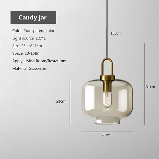 Modern Nordic Glass Pendant Light – Industrial Loft Hanging Lamp Fixture for Kitchen, Restaurant & Home Decor