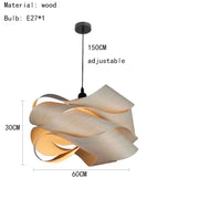 Creative Southeast Asian Wooden Pendant Lamp – Modern Simple LED Chandelier for Bedroom, Restaurant & Hallway Decor
