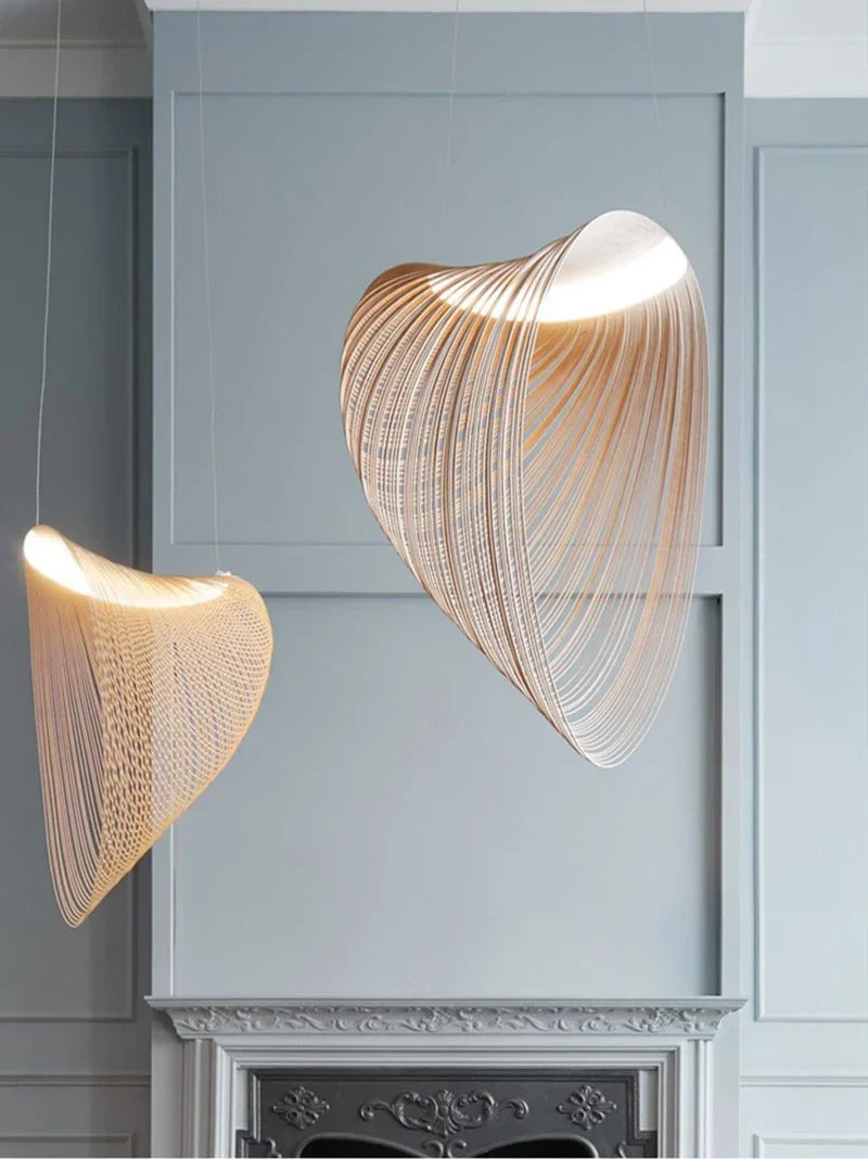 Wabi-Sabi Wooden Pendant Light for Living Room — Small / Warm light 8