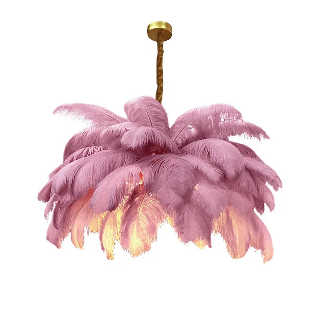 Modern Nordic Feather Pendant Chandelier Light for Living Room, Bedroom & Home Decor — white / D80cm 32 feathers / Hanging chain | Warm light 6