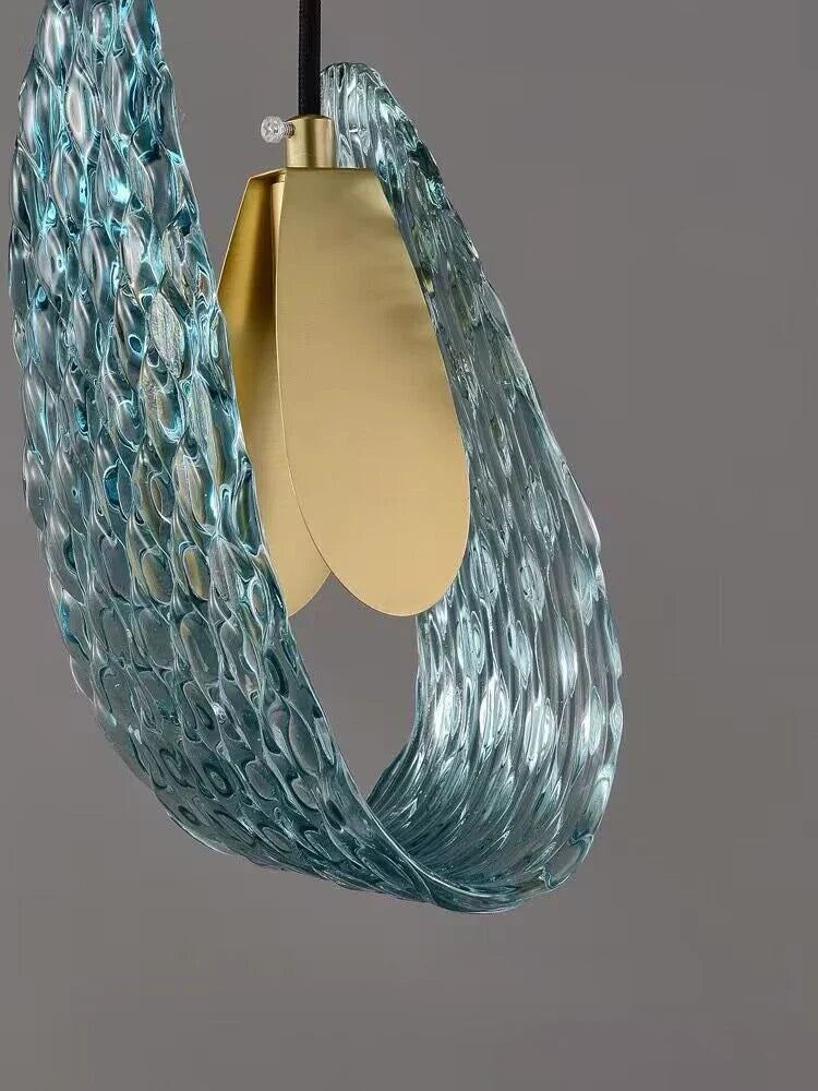 Nordic Glass Ribbon Chandelier Pendant Light with 3-Color Dimmable Lighting for Staircase & Home Decor — 7 heads / Warm light no remote 5