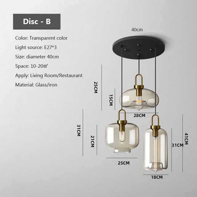 Modern Nordic Glass Pendant Light – Industrial Loft Hanging Lamp Fixture for Kitchen, Restaurant & Home Decor