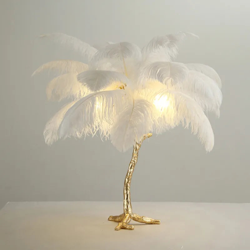 Nordic Ostrich Feather LED Floor Lamp – Modern Luxury Standing Light for Living Room & Bedroom Decor — White / H60cm 28 feathers 3