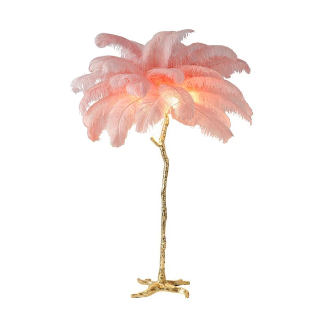 Ostrictch Feather Floor Lamp — White / H80cm 25 feathers 7