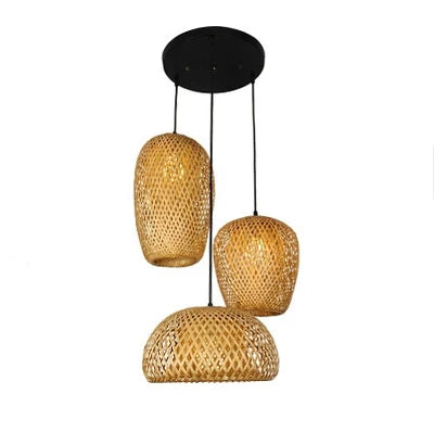 Rattan Pendant Light for Living Room — Black Base 6