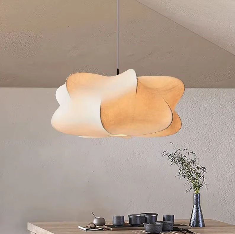 Fabric Pendant Light for Living Room — D40 H20cm / White Light 1