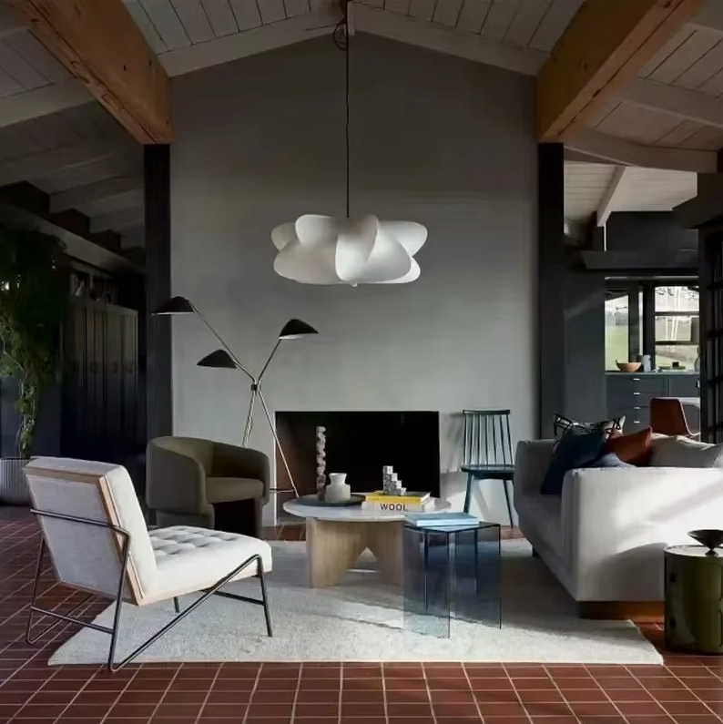 Fabric Pendant Light for Living Room — D40 H20cm / White Light 4