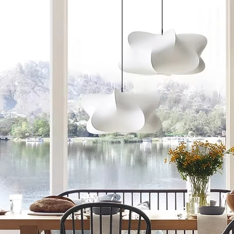 Fabric Pendant Light for Living Room — D40 H20cm / White Light 5