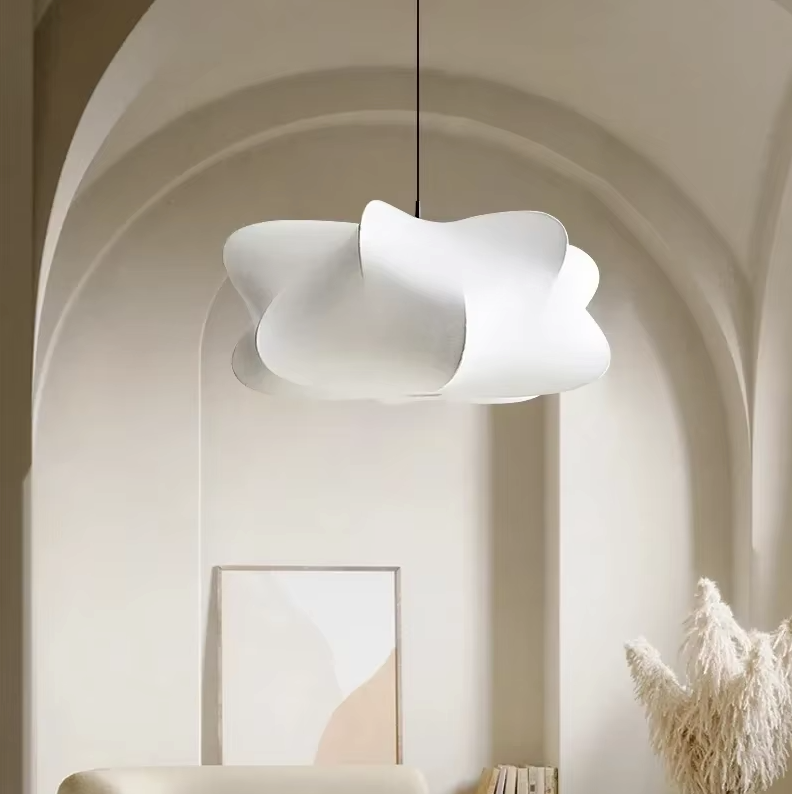 Fabric Pendant Light for Living Room — D40 H20cm / White Light 6