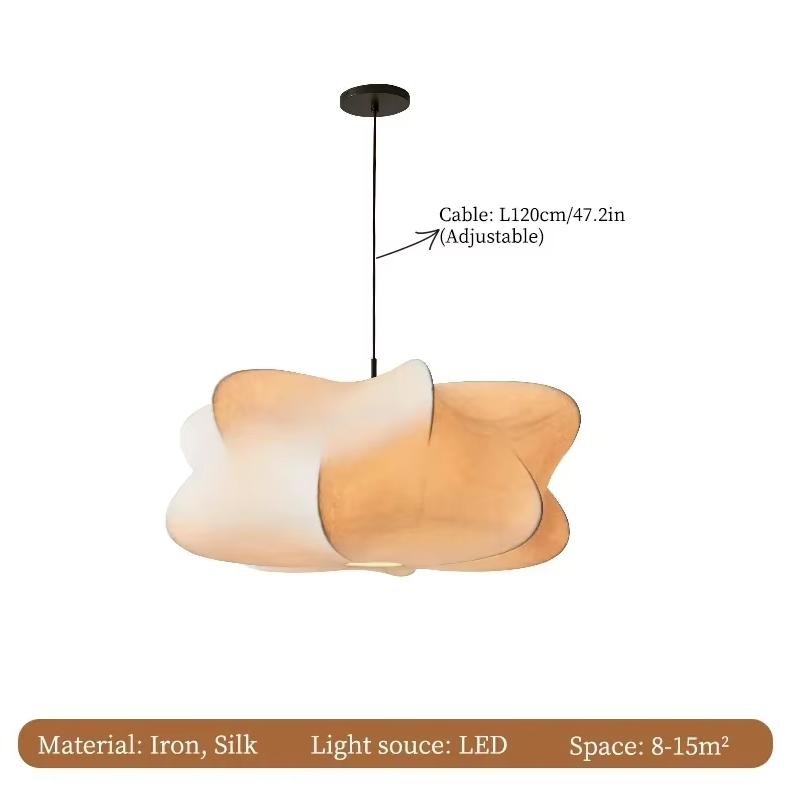 Fabric Pendant Light for Living Room — D40 H20cm / White Light 7