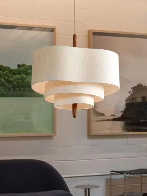 Minimalist Fabric Ceiling Pendant Light — D45cm / Warm Light