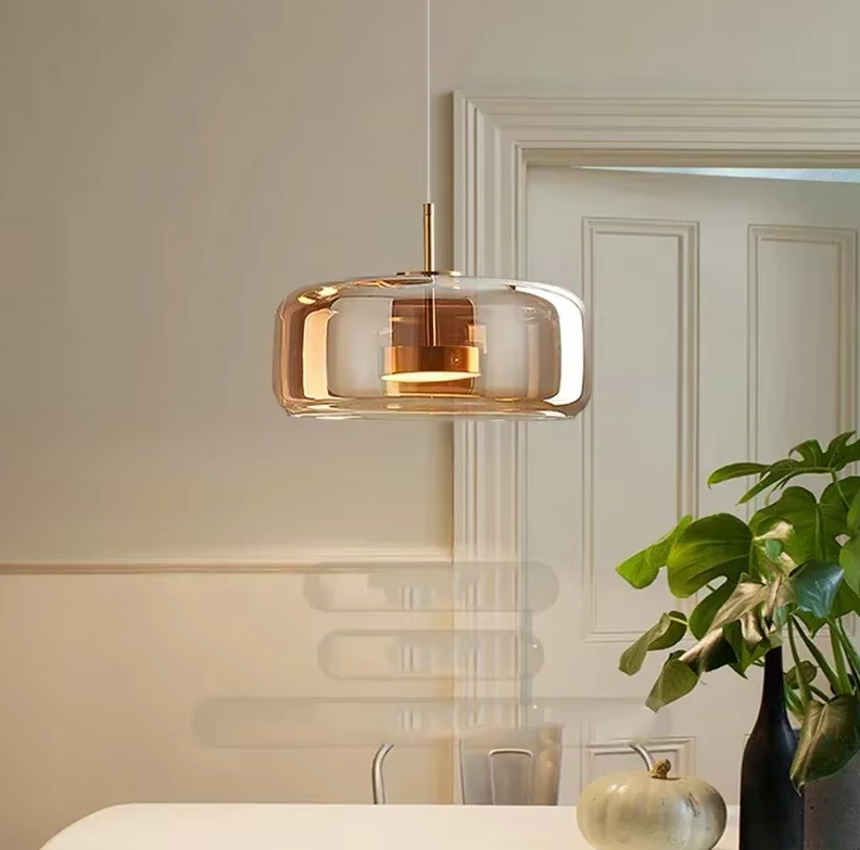 Nordic Postmodern Glass Pendant Chandelier Light for Dining Room, Bedroom & Living Room — Gold / Diameter 33cm
