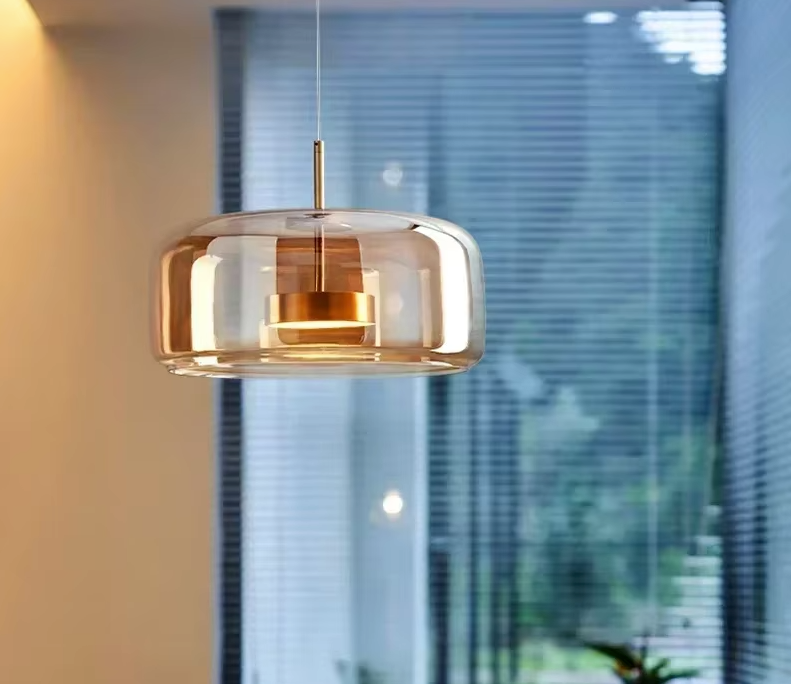 Nordic Postmodern Glass Pendant Chandelier Light for Dining Room, Bedroom & Living Room — Gold / Diameter 33cm 2
