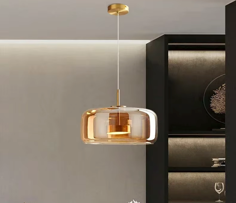 Nordic Postmodern Glass Pendant Chandelier Light for Dining Room, Bedroom & Living Room — Gold / Diameter 33cm 6