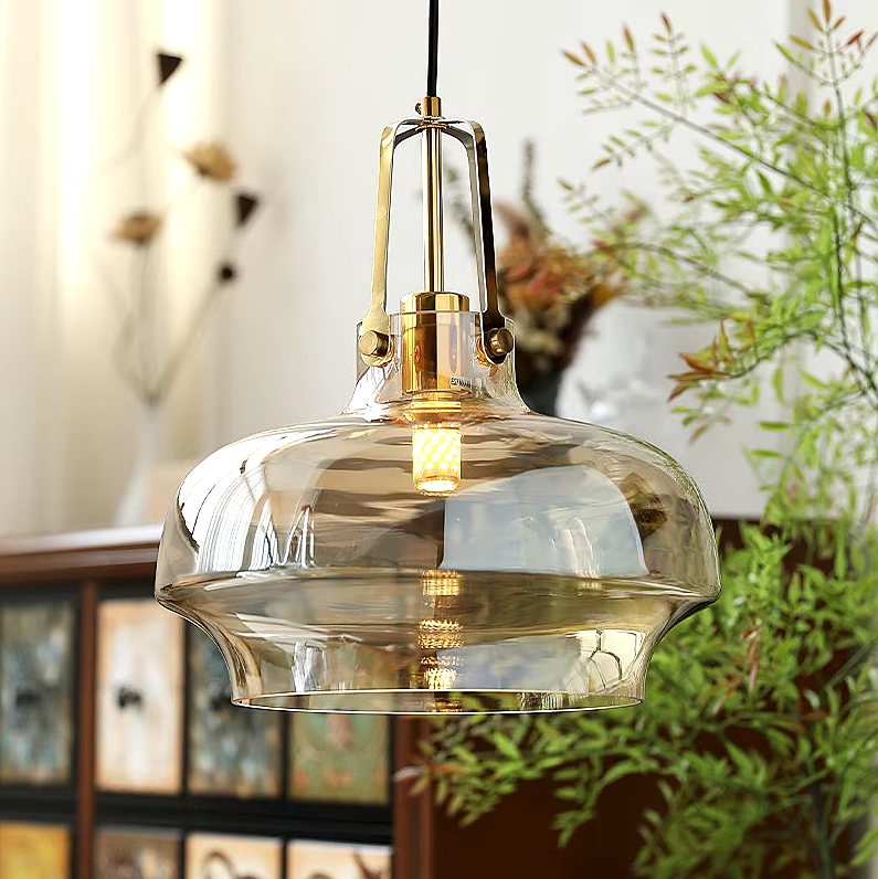 Nordic Retro Bauhaus Glass Pendant Light for Coffee Shop, Bar & Restaurant Decor — Smoky Gray / Cold White