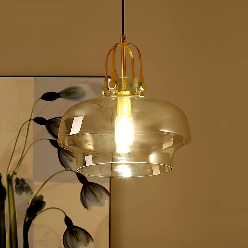 Nordic Retro Bauhaus Glass Pendant Light for Coffee Shop, Bar & Restaurant Decor — Smoky Gray / Cold White 3