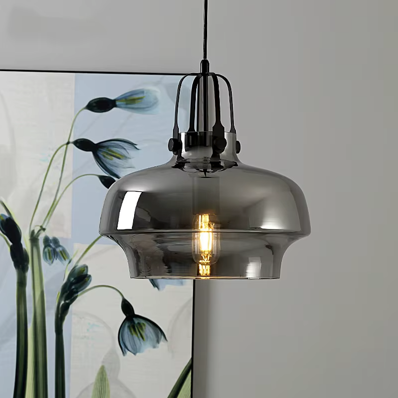 Nordic Retro Bauhaus Glass Pendant Light for Coffee Shop, Bar & Restaurant Decor — Smoky Gray / Cold White 4
