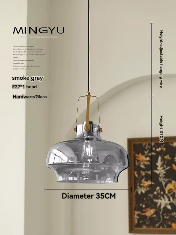 Nordic Retro Bauhaus Glass Pendant Light for Coffee Shop, Bar & Restaurant Decor — Smoky Gray / Cold White 7