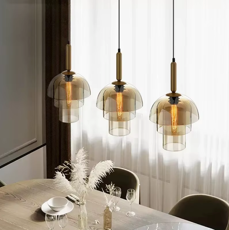Glass Pendant Light for Kitchen and Dining Room — Three
