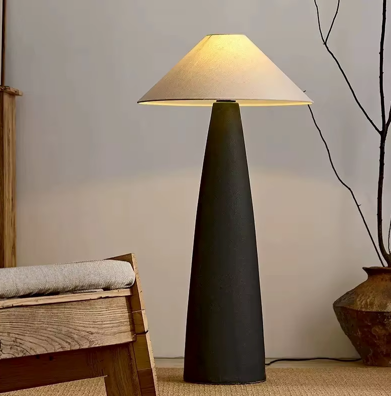 Scandinavian Ceramic Floor Lamp with Fabric Shade – Minimalist Nordic Lighting for Living Room & Bedroom — Default 1