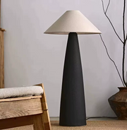 Scandinavian Ceramic Floor Lamp with Fabric Shade – Minimalist Nordic Lighting for Living Room & Bedroom
