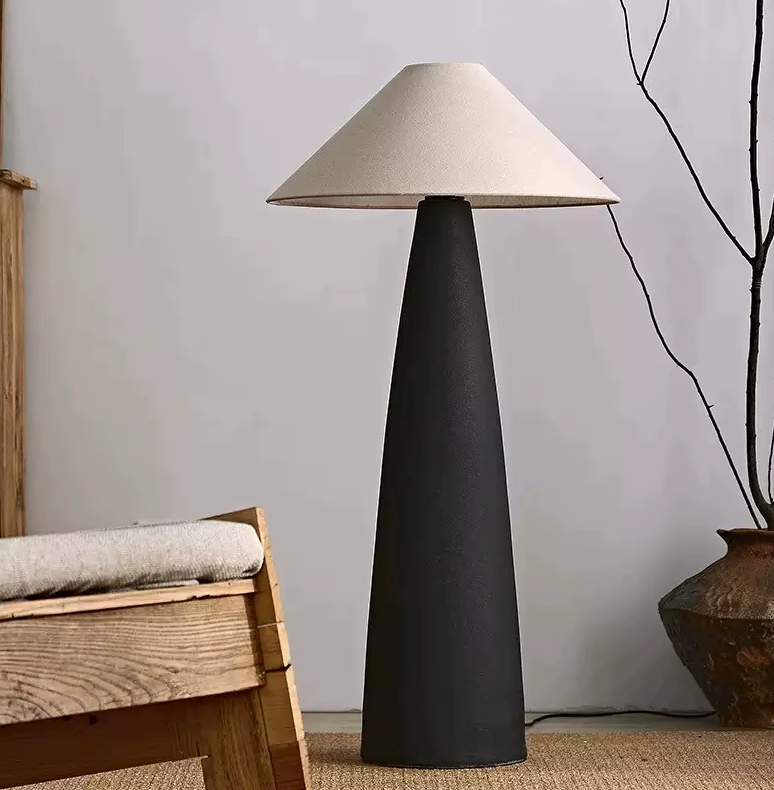 Scandinavian Ceramic Floor Lamp with Fabric Shade – Minimalist Nordic Lighting for Living Room & Bedroom — Default 3