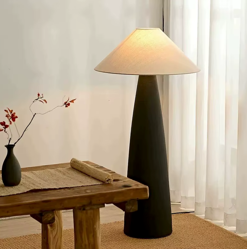 Scandinavian Ceramic Floor Lamp with Fabric Shade – Minimalist Nordic Lighting for Living Room & Bedroom — Default 4