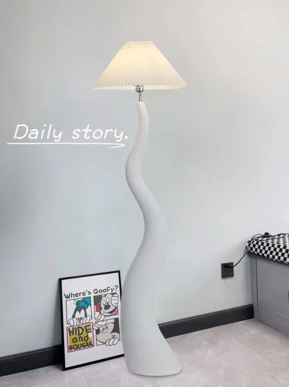 Scandinavian Sculptural Floor Lamp – Organic Wood Grain LED Standing Light for Living Room & Bedroom — Walnut / UK Plug 4
