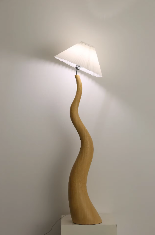 Scandinavian Sculptural Floor Lamp – Organic Wood Grain LED Standing Light for Living Room & Bedroom — Walnut / UK Plug 6