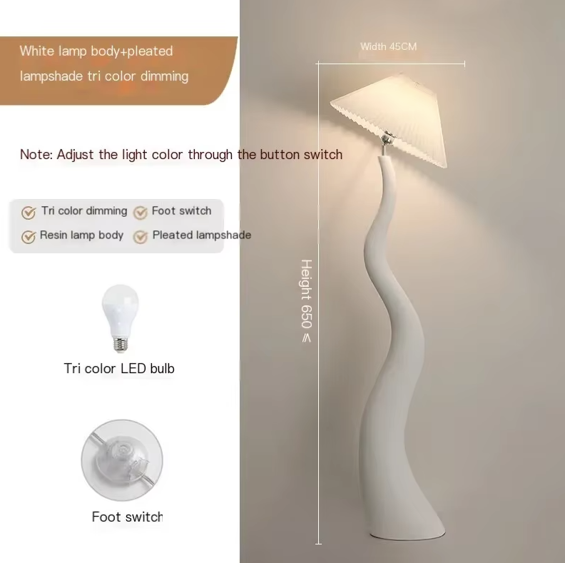 Scandinavian Sculptural Floor Lamp – Organic Wood Grain LED Standing Light for Living Room & Bedroom — Walnut / UK Plug 8
