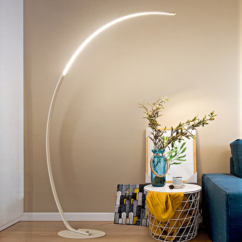 Nordic LED RGB Corner Floor Lamp with App Control for Living Room Decor — White Body / Warm Light 3000k 4